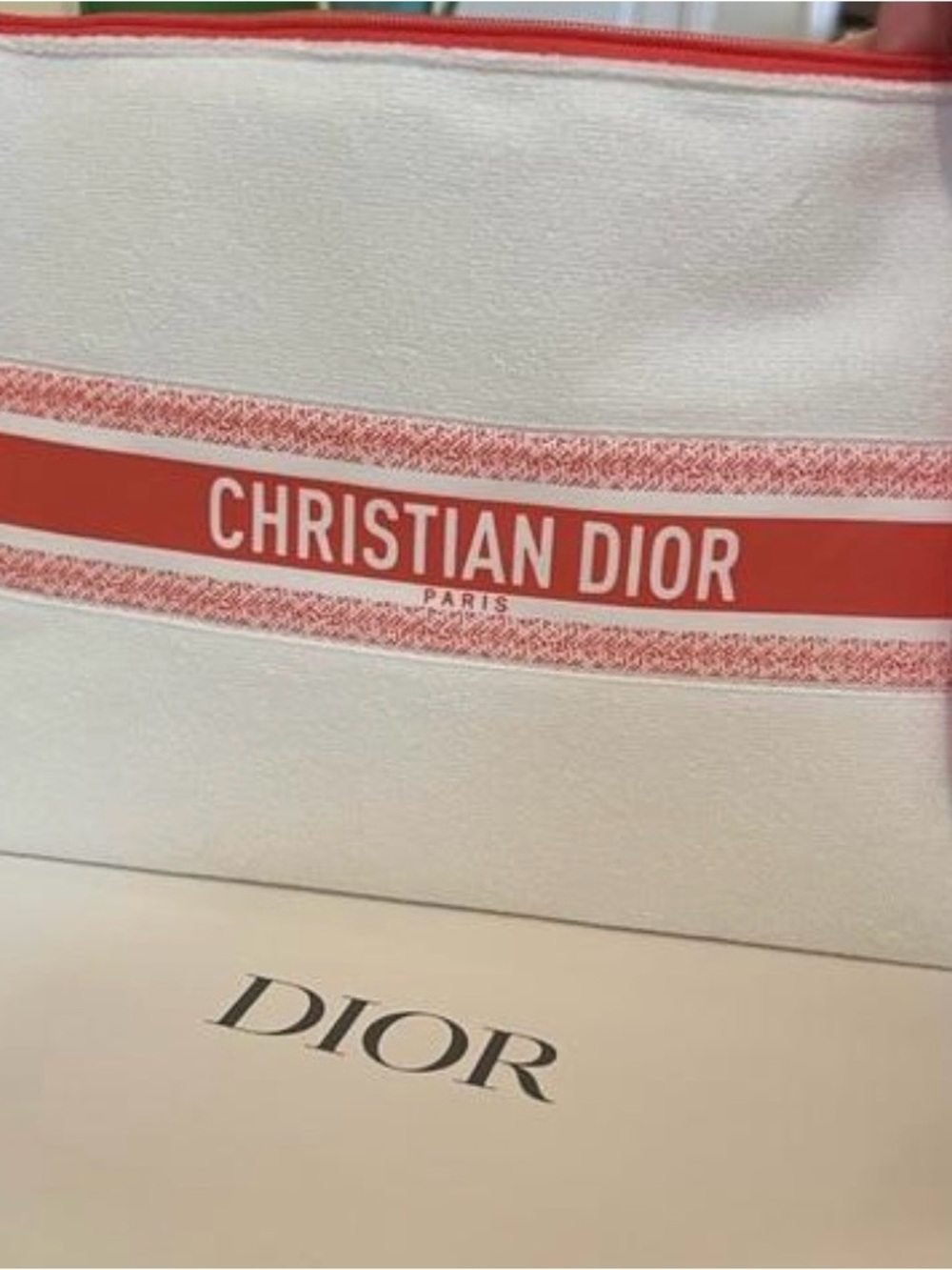 Christian Dior Beauty terry-cloth cosmetic pouch/wristlet